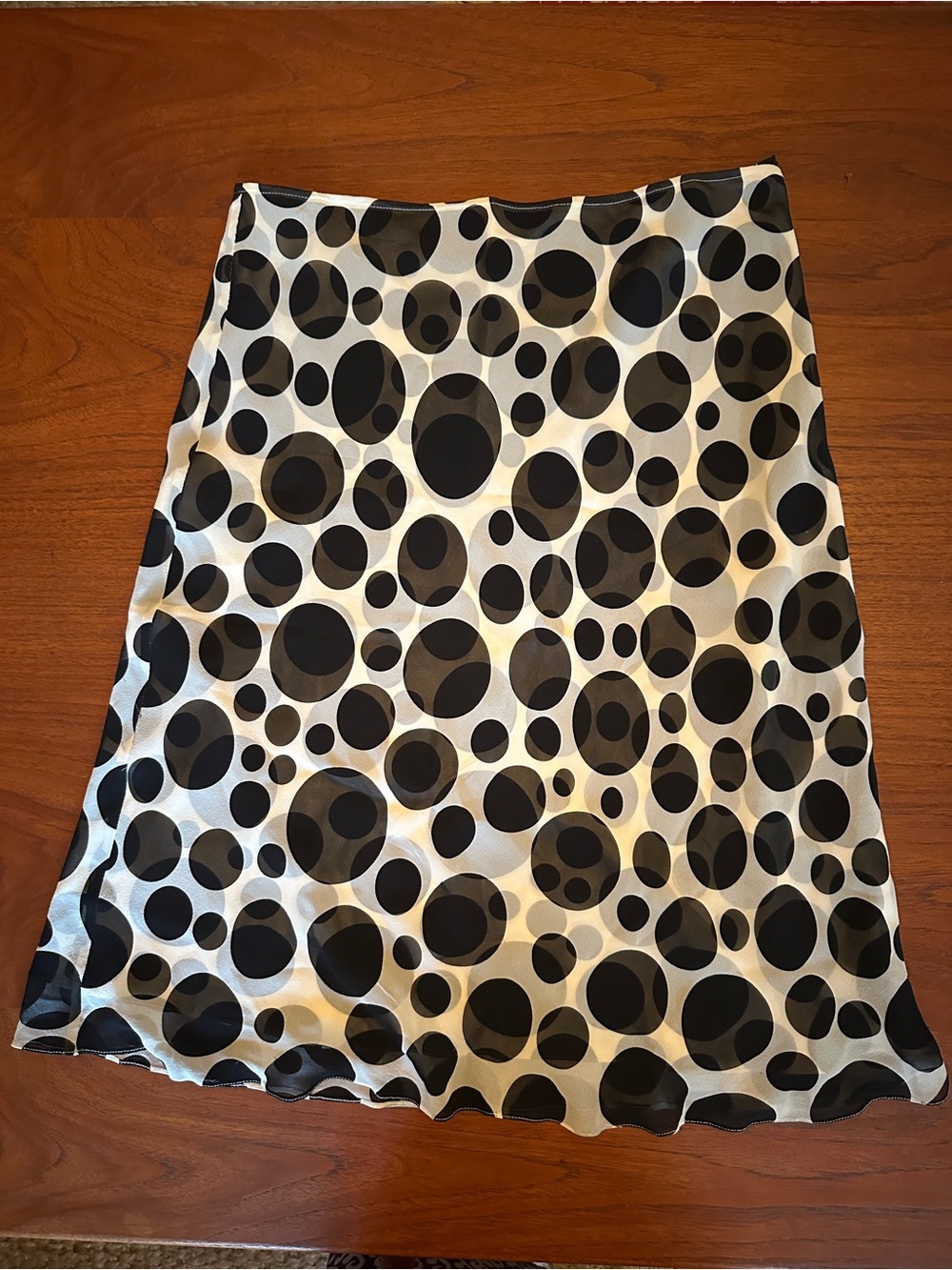 Etcetera Black and White Polka Dot A-Line Silk Skirt